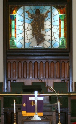 Mt Zion Stained Glass Window Christ's Ascension Memorial to Martha B Wood