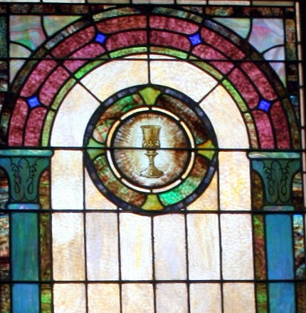 Mt Zion UMC Stained Glass Window Gassaway Family Chalice Closeup